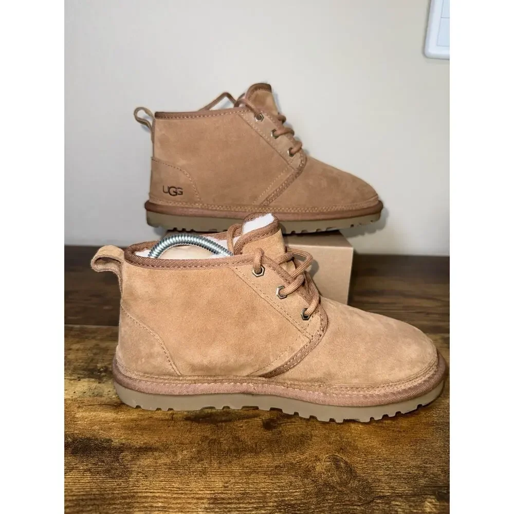 UGG Men's Neumel Chukka Boots Size 7 40 Chestnut Brown Suede Wool Lining Winter